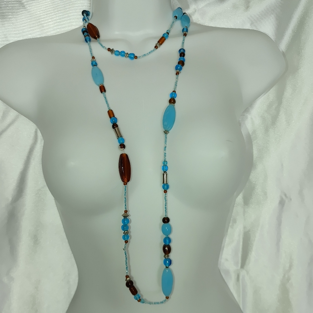 Pretty boho beaded long necklace 53" - Picture 3 of 7